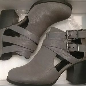 Grey heeled booties